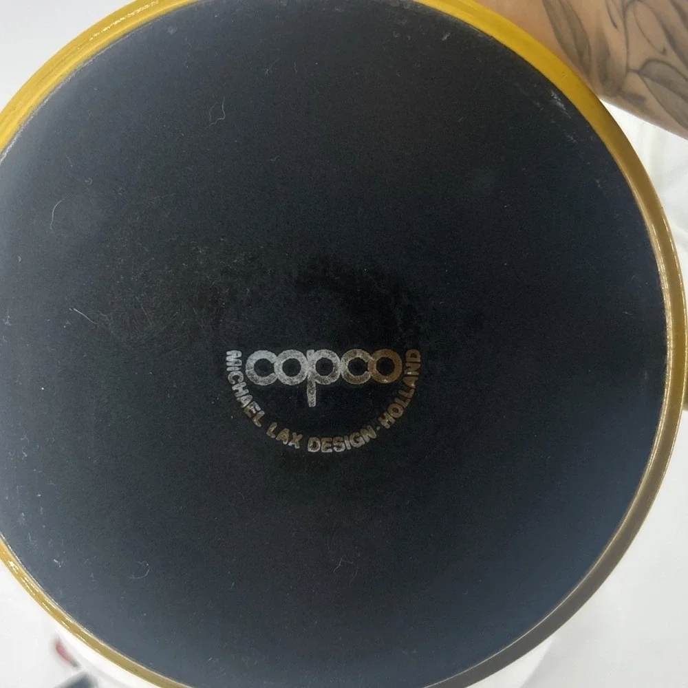 VTG Copco Melting‎ Pot Teak Handle Enameled Yellow Michael Lax Holland Sauce Pan